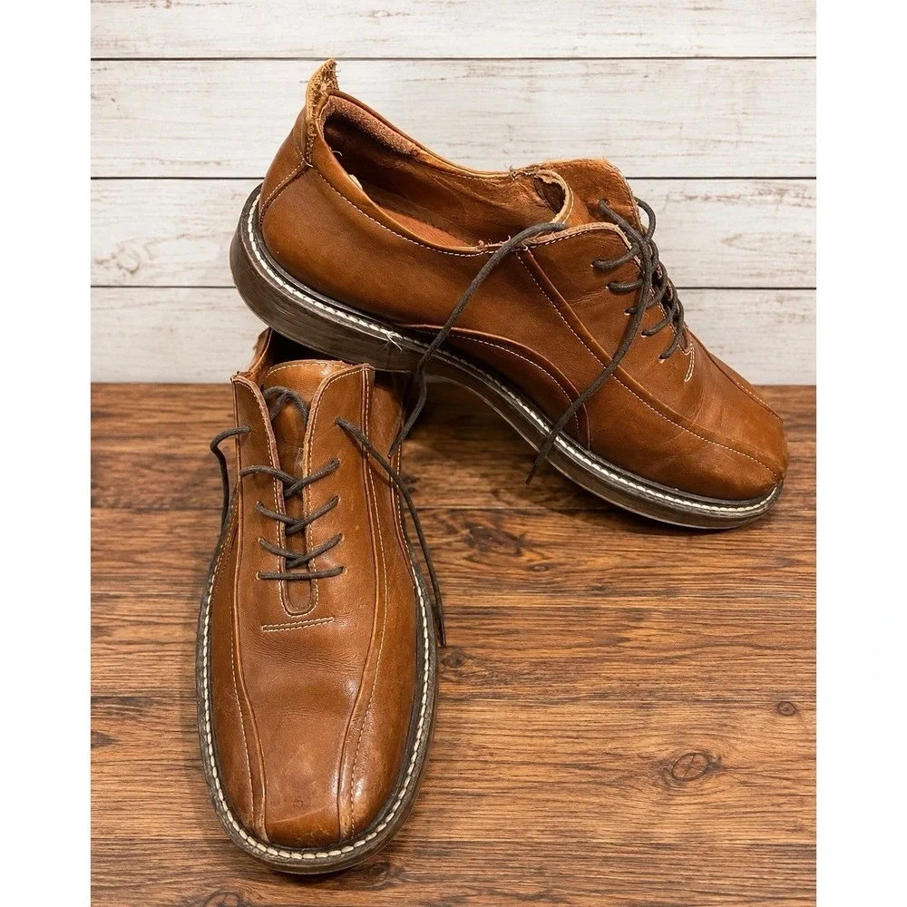 Skechers Collection 1193 Mens 10.5 Brown Leather Square Toe Oxford Dress Shoes